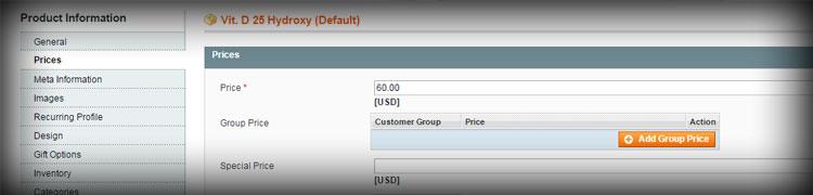 Magento has customized product options