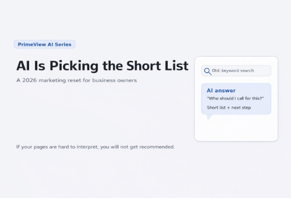 AI assistant replacing traditional keyword search with a short list of business recommendations and a next step.