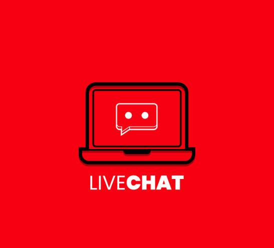 Livechat logo with a laptop on a red background.