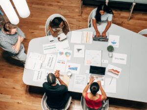 a group of marketers working